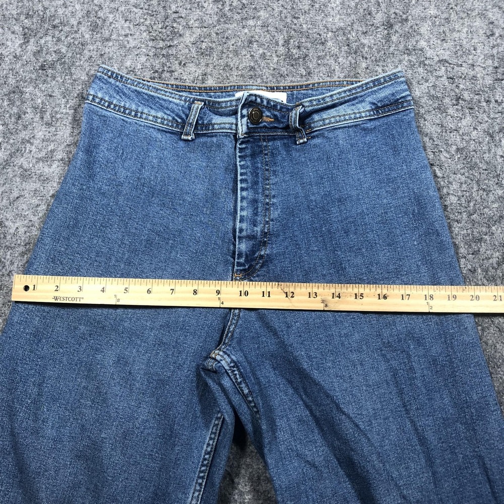 Zara Jeans Womens 10 Medium Wash High Rise Wide Leg Crop Raw Hem Relaxed Denim - Picture 8 of 16
